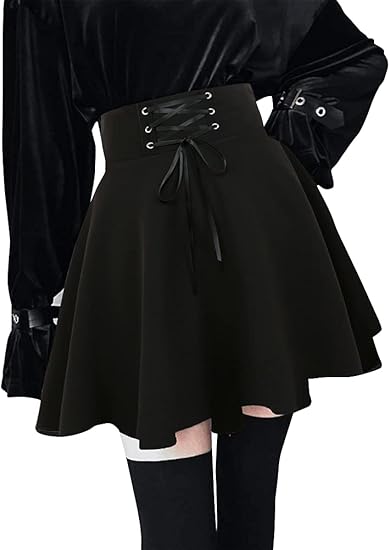 Plaid Mini Skirts for Women Short High Waist Plaid Skirts - Black